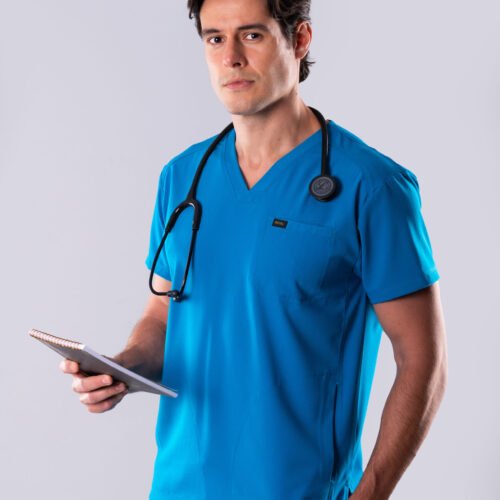 8001 V neck Three-Pockets Scrub Top