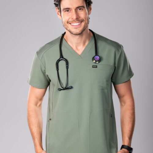 9001 V Neck Three-Pockets Scrub Top